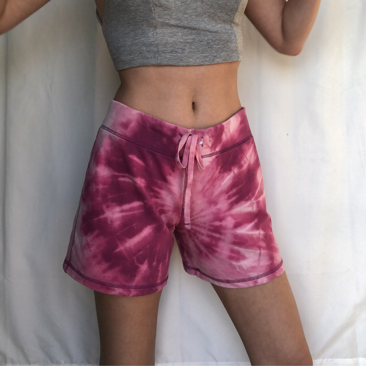 Pink Bleach Dye Shorts