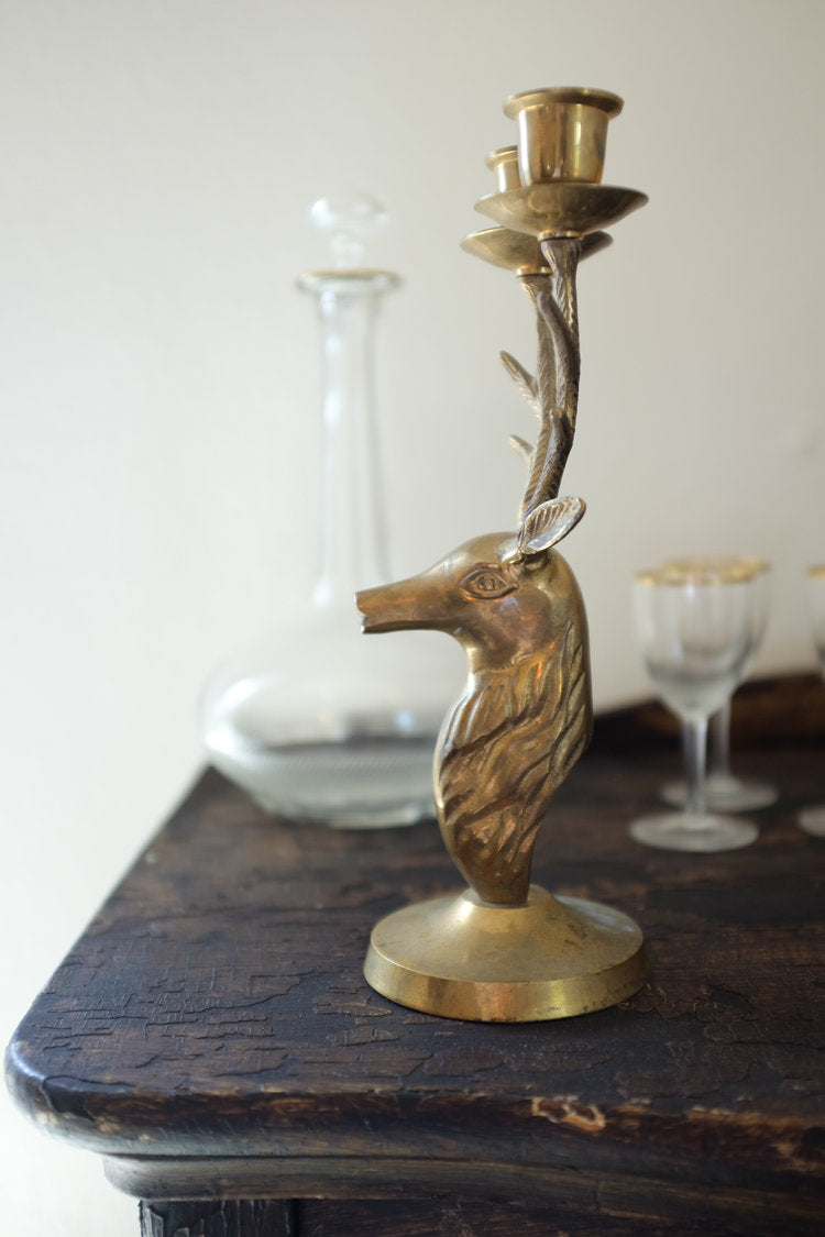 Brass Deer Candle Holder