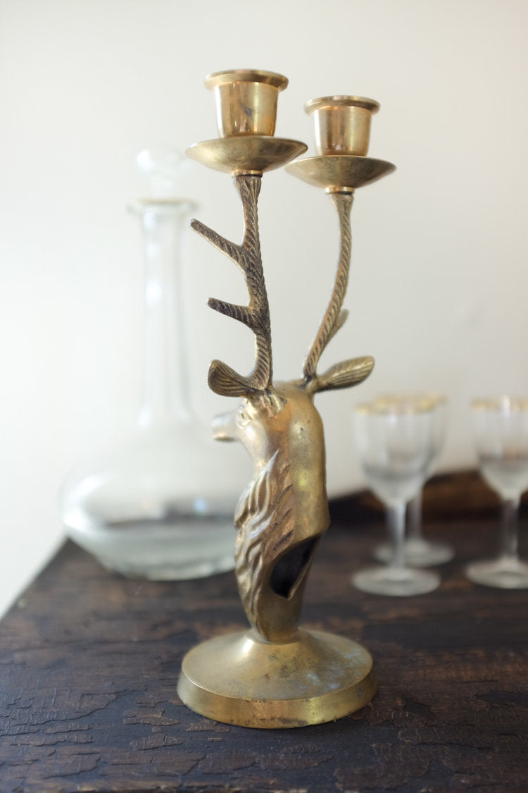 Brass Deer Candle Holder