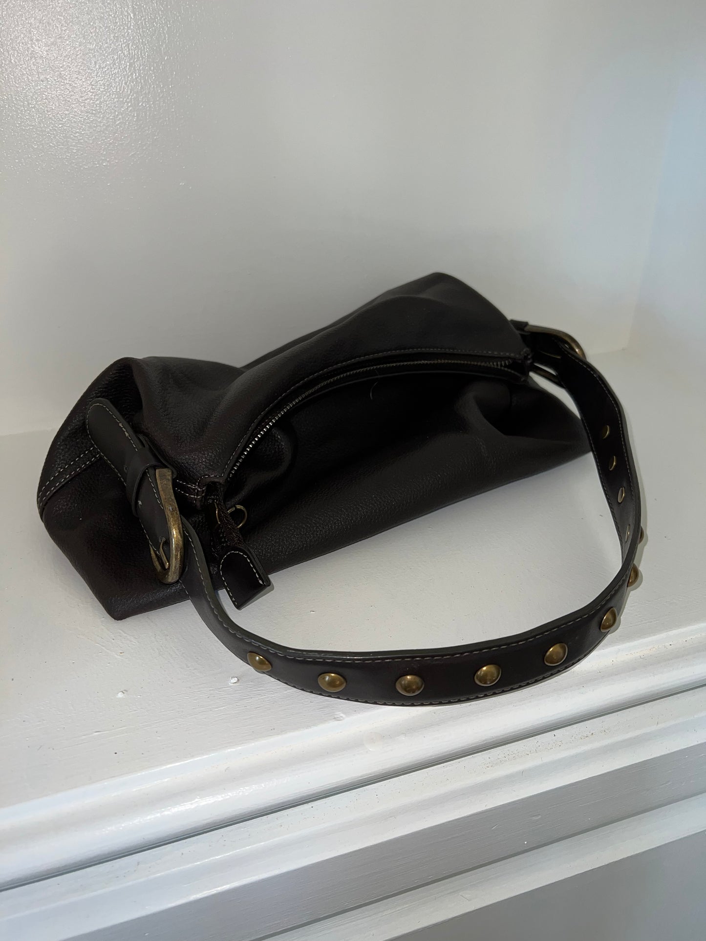 90’s Gold Stud Brown Buckle Purse