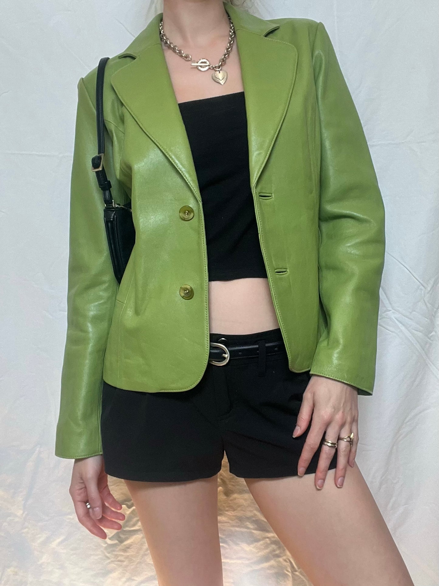 Green Apple Leather Blazer