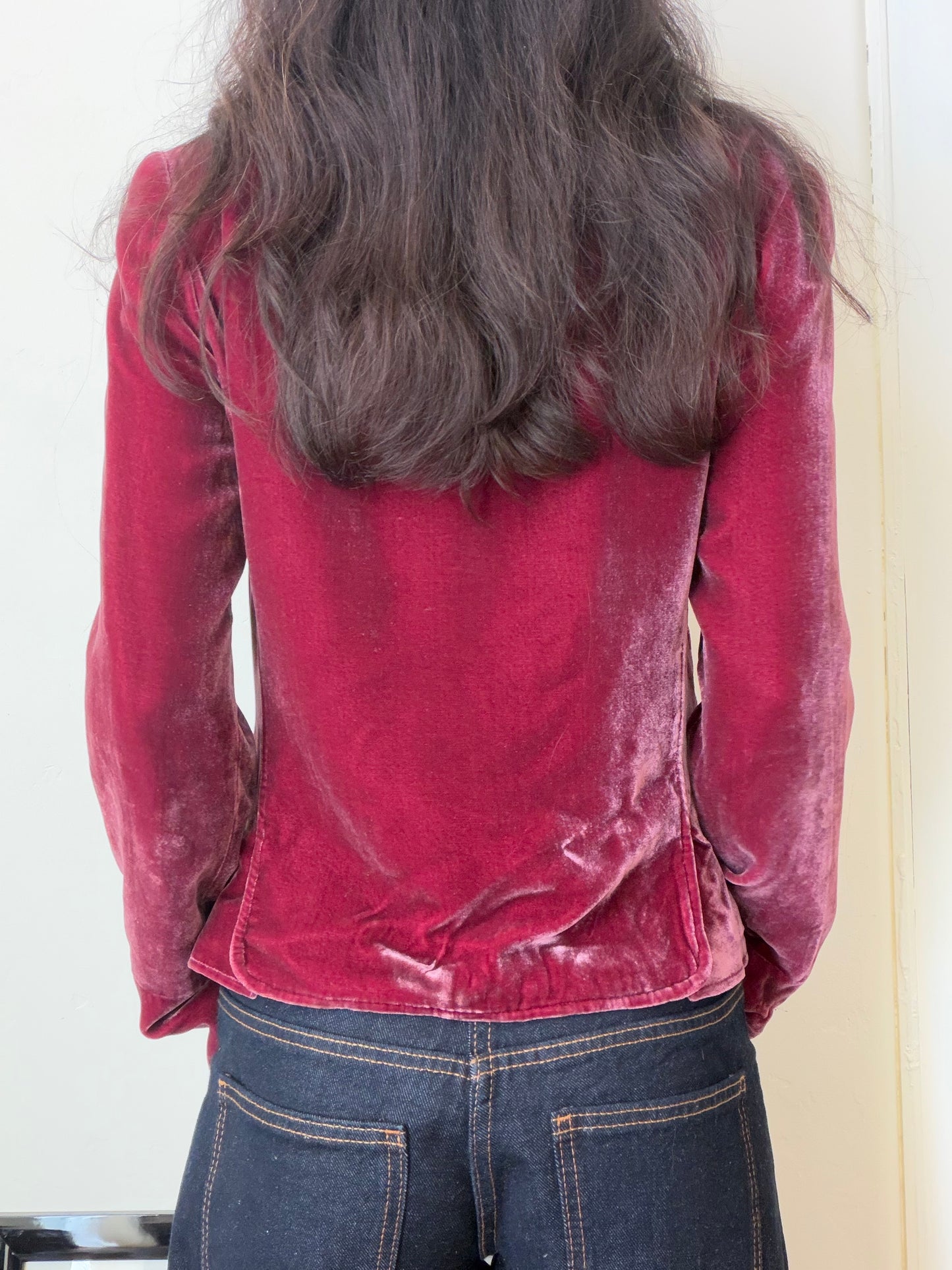 Vintage Raspberry Velvet Blazer
