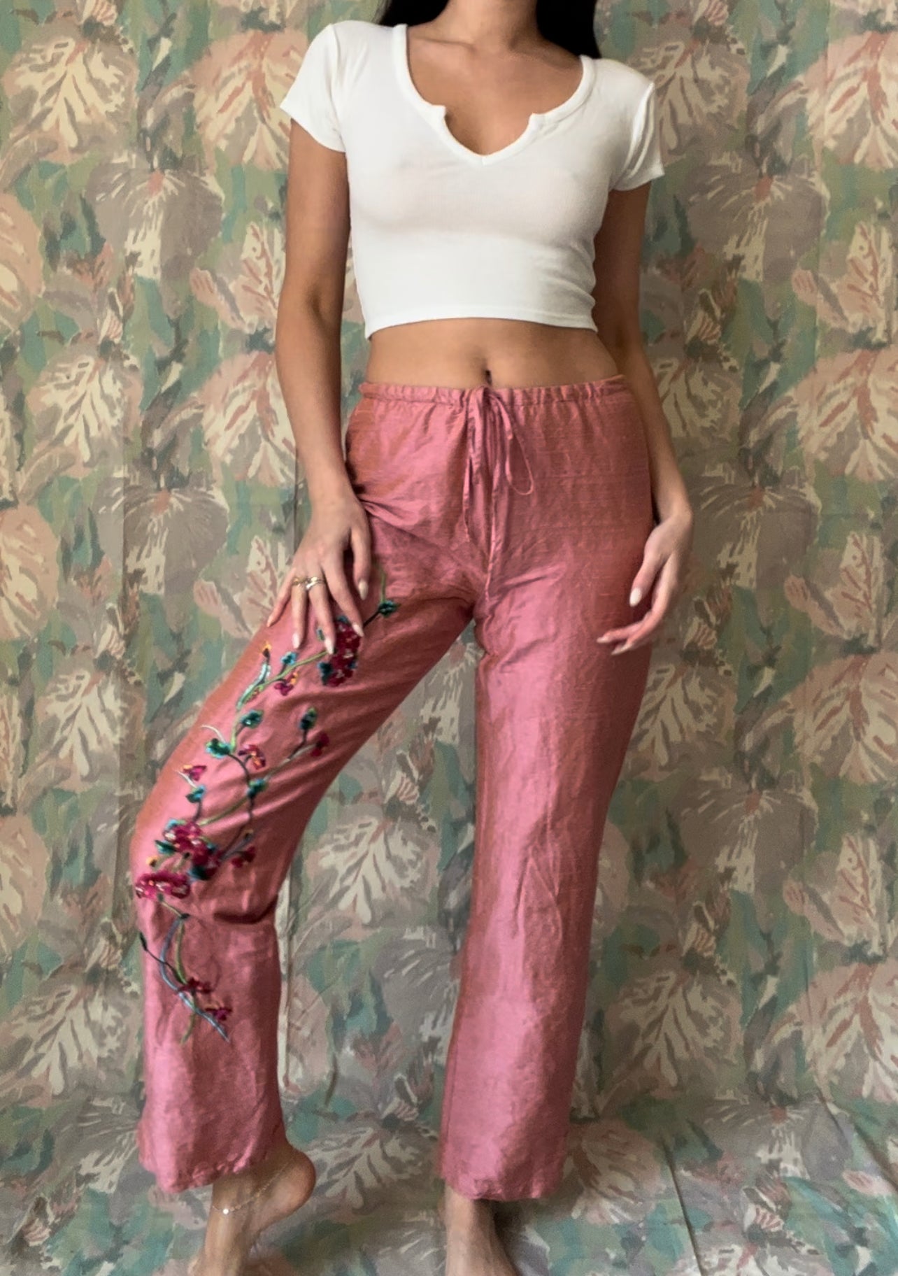 Embroidered Pink Pants