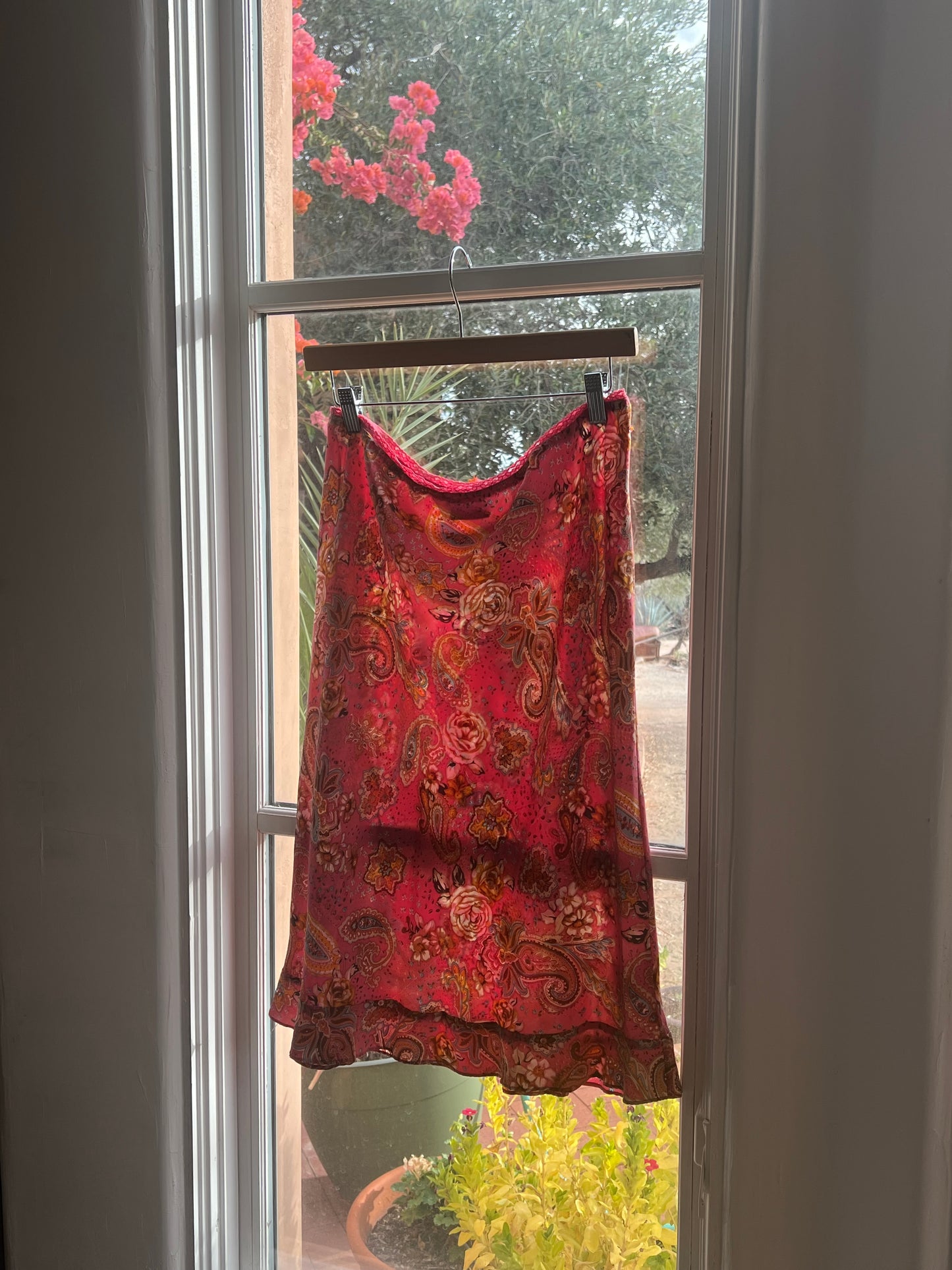 Silk Paisley Bougainvillea Skirt 30”