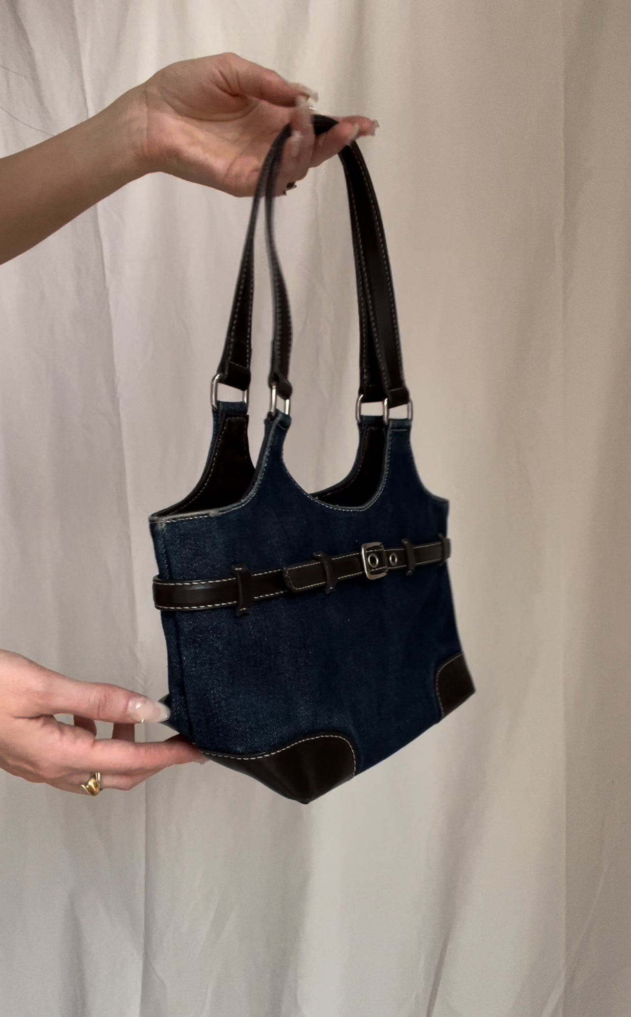 Vintage Denim Belted Bag