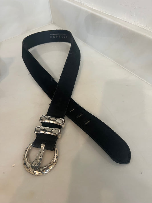 Chunky Hammered Buckle Leather Belt