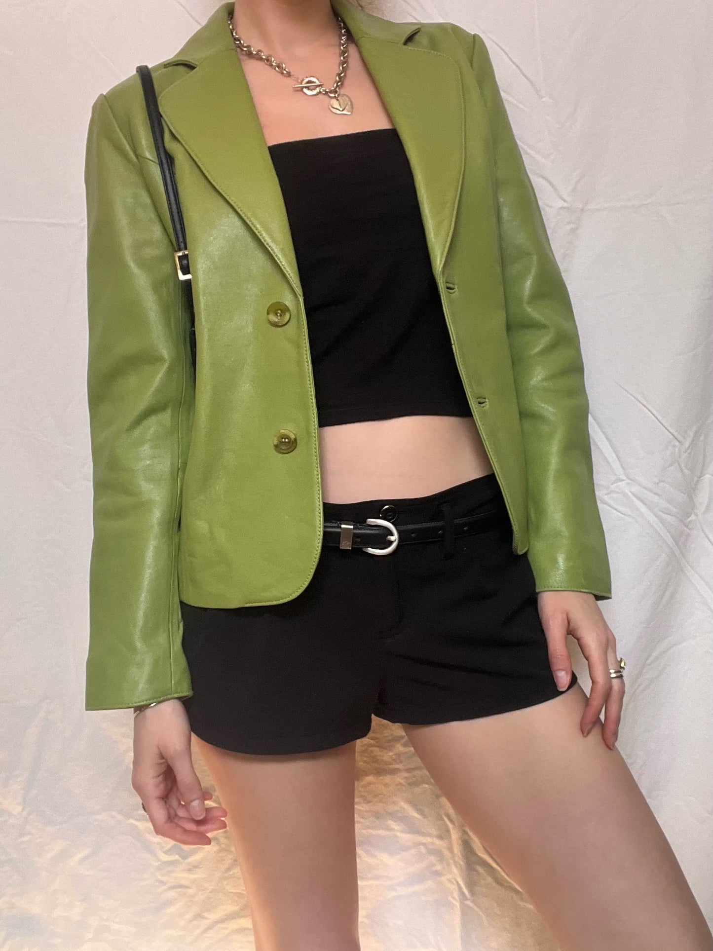 Green Apple Leather Blazer
