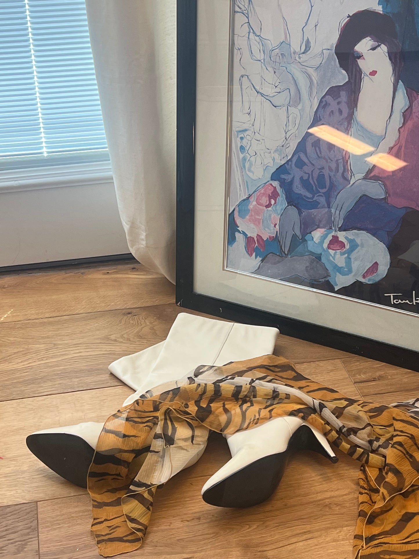 Vintage 9 West Cone Heel Cream Boots