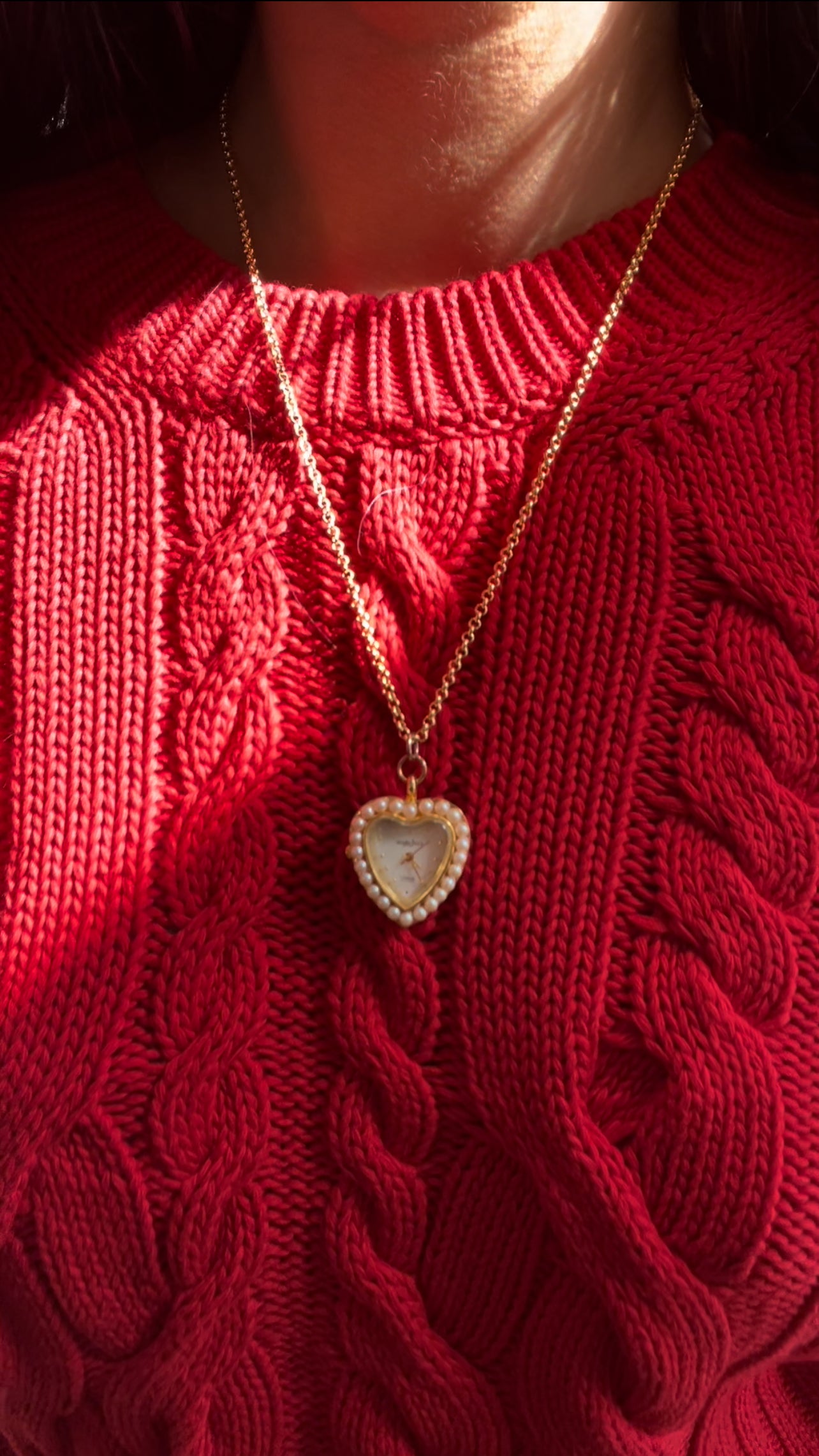 Gold Watch Heart Necklace