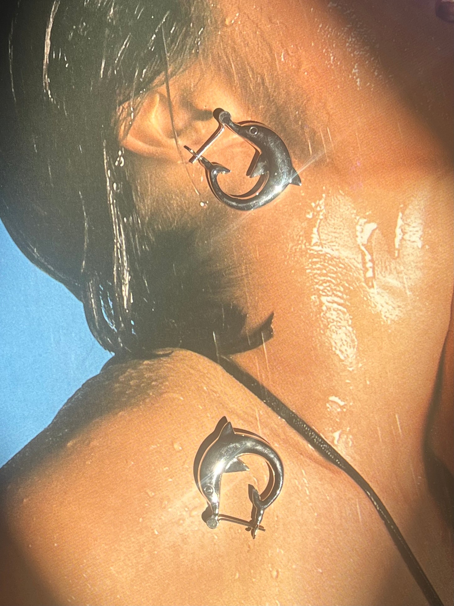 Sterling Dolphin Hoop Earrings