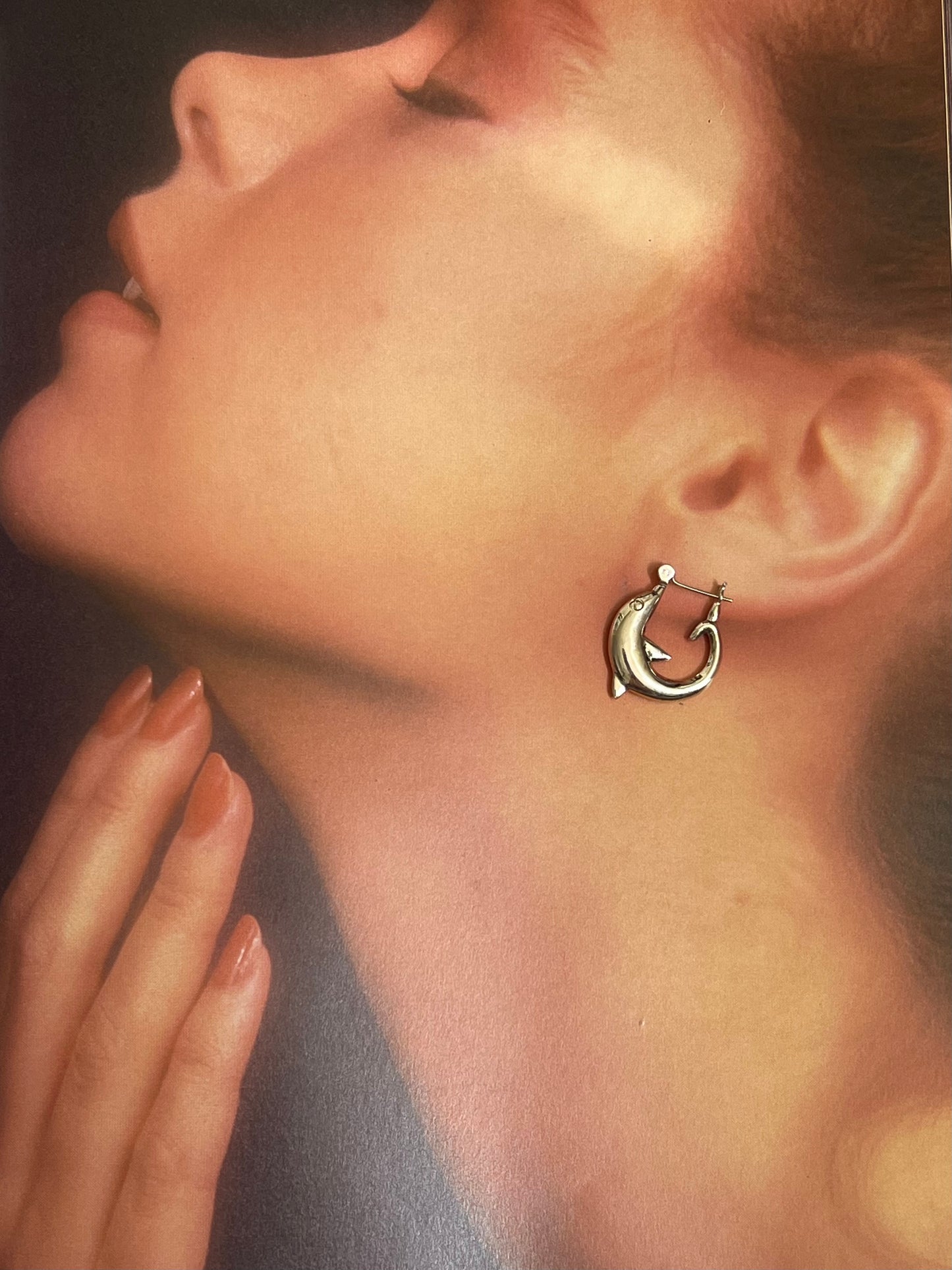 Sterling Dolphin Hoop Earrings