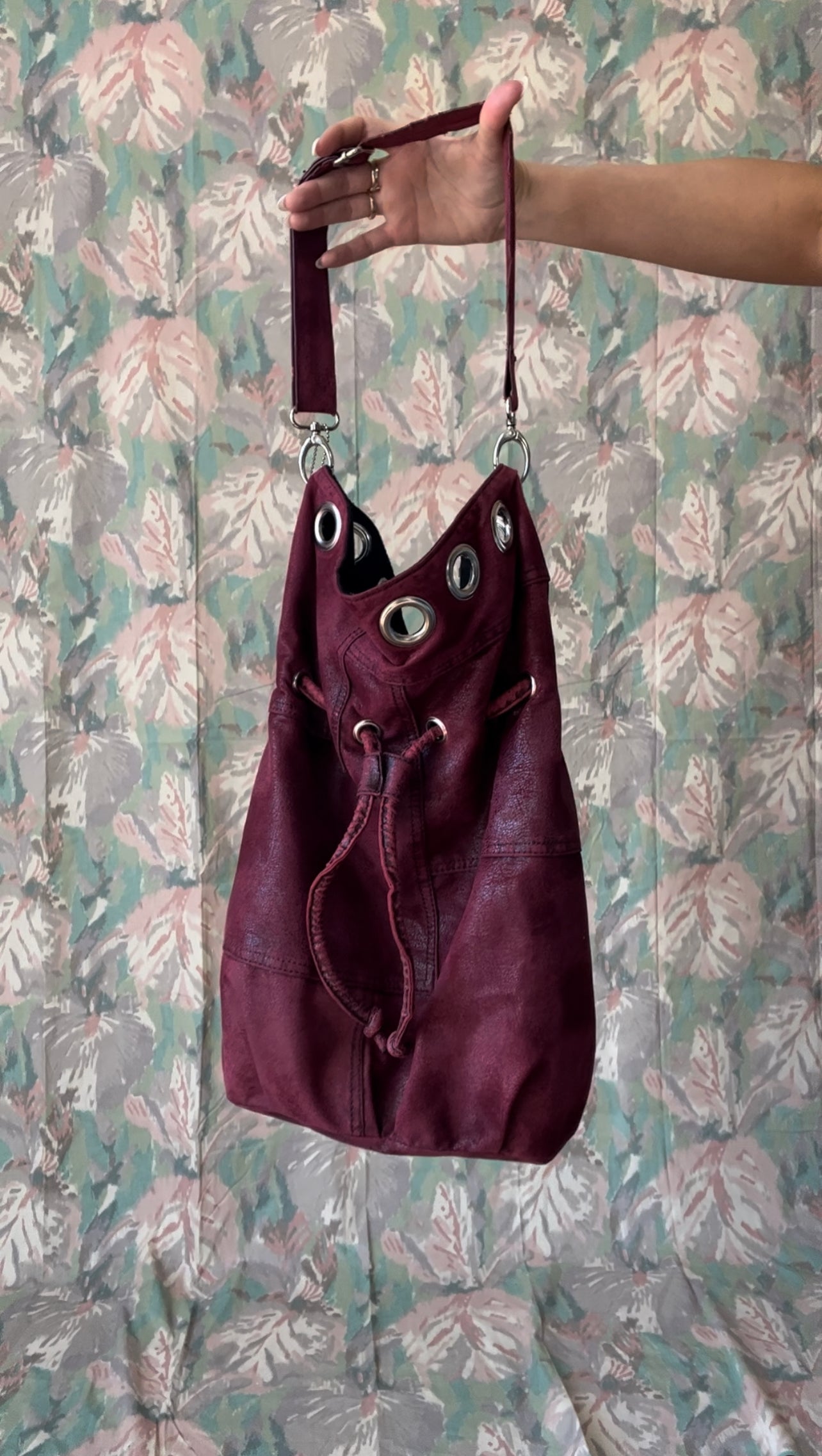 Vintage Burgundy Slouch Bag