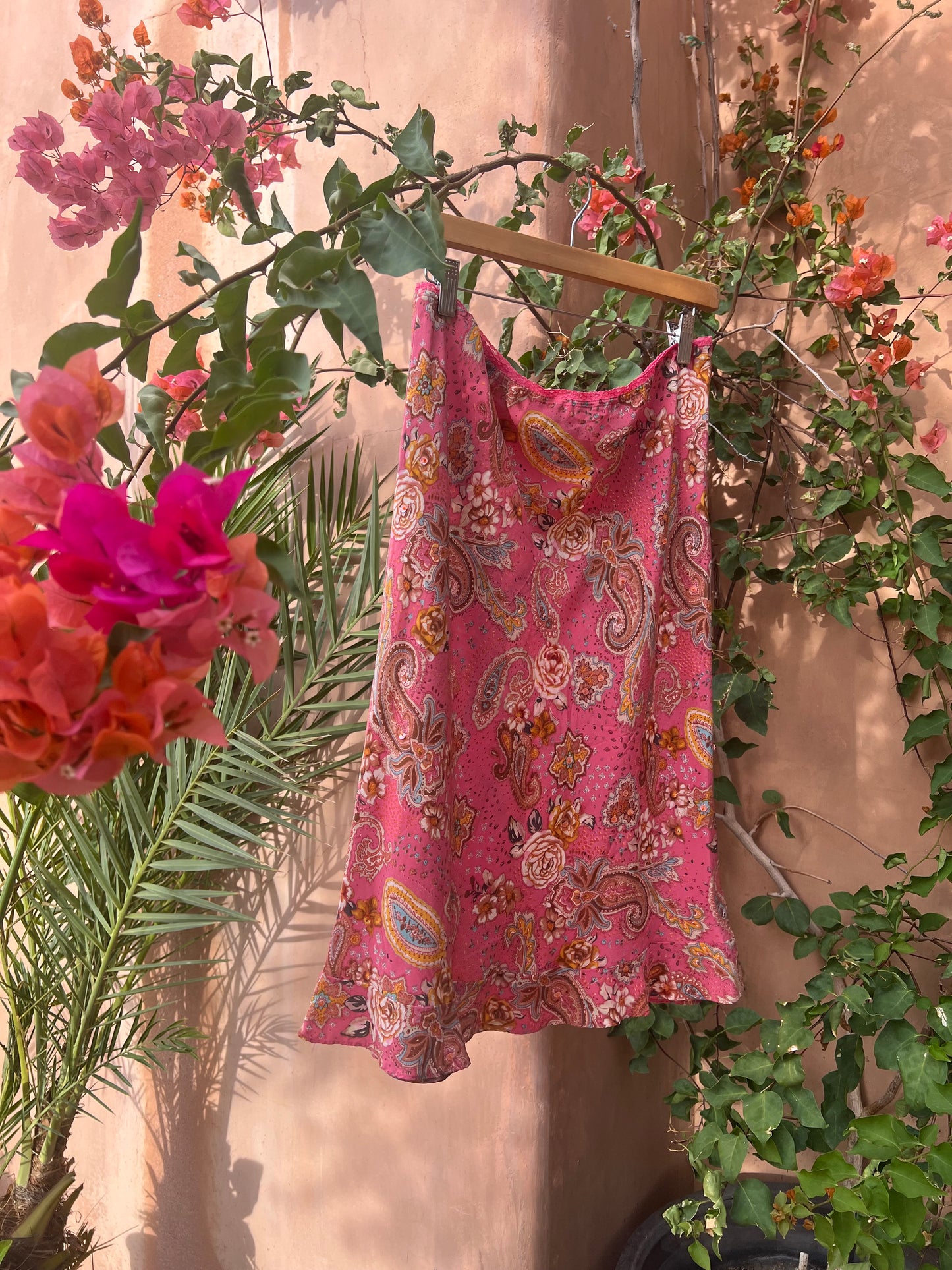 Silk Paisley Bougainvillea Skirt 30”