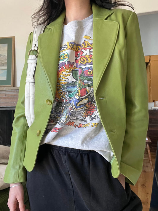Green Apple Leather Blazer