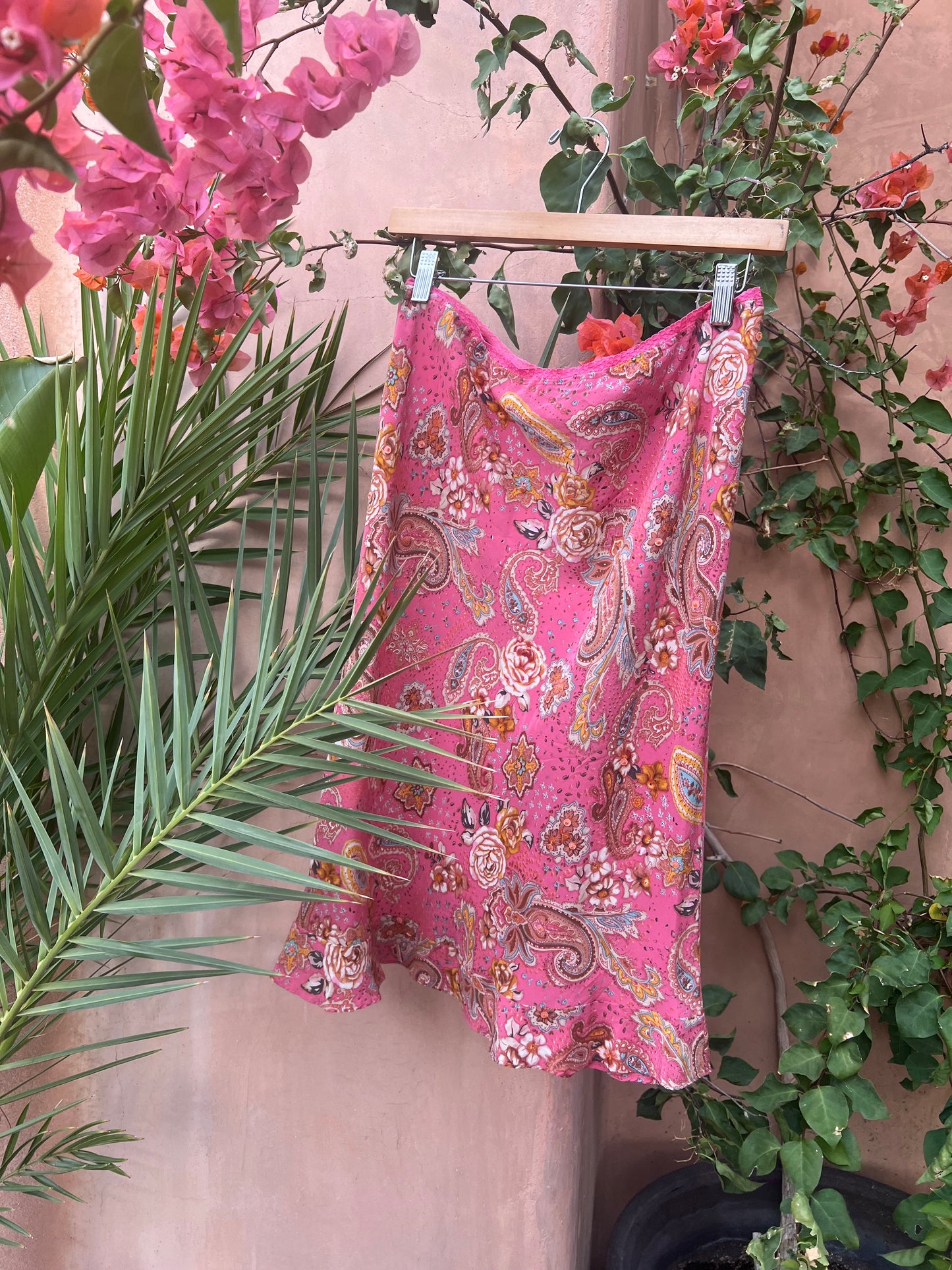 Silk Paisley Bougainvillea Skirt 30”