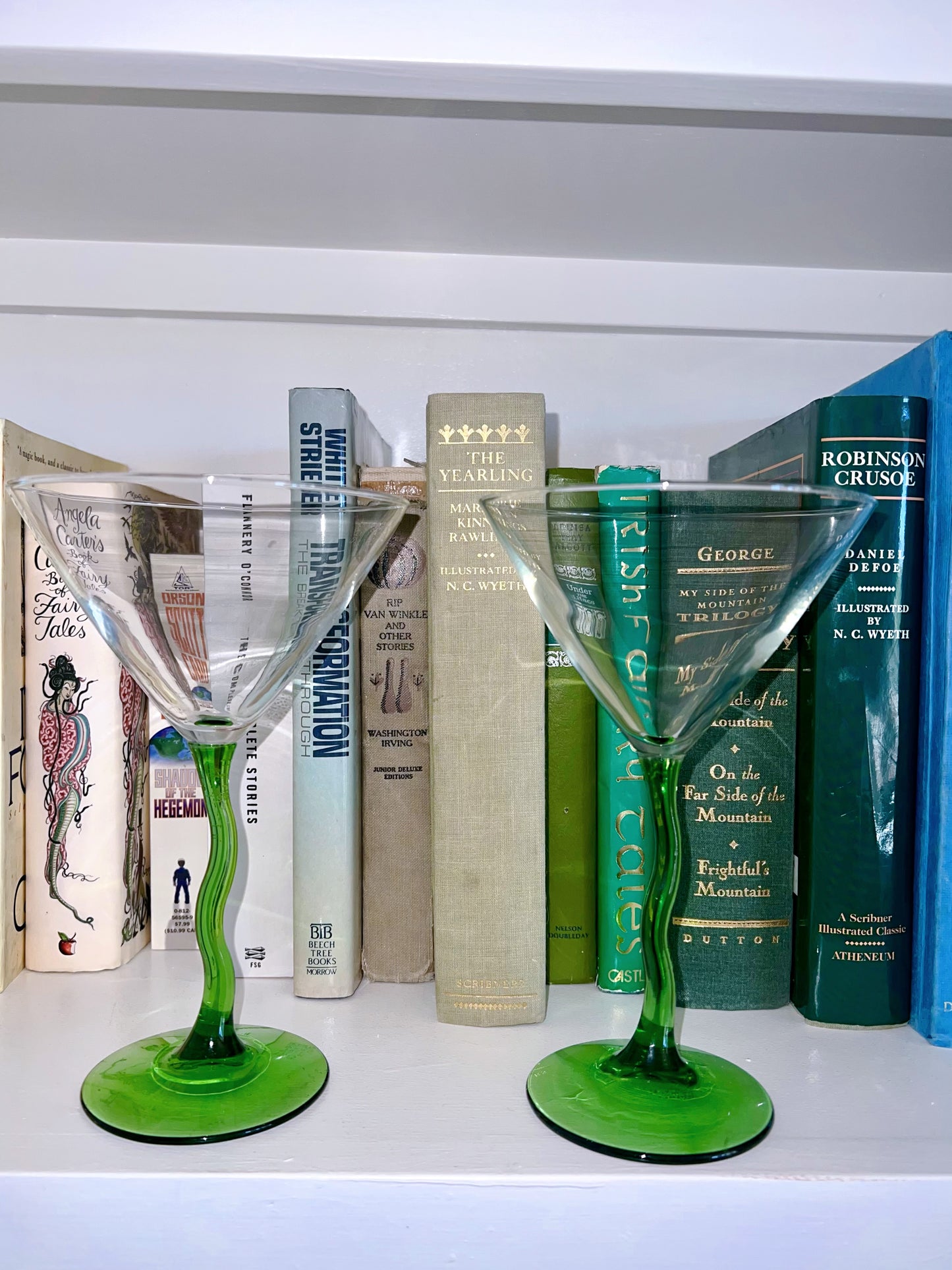 Trippy Swamp Stem Martini Glasses