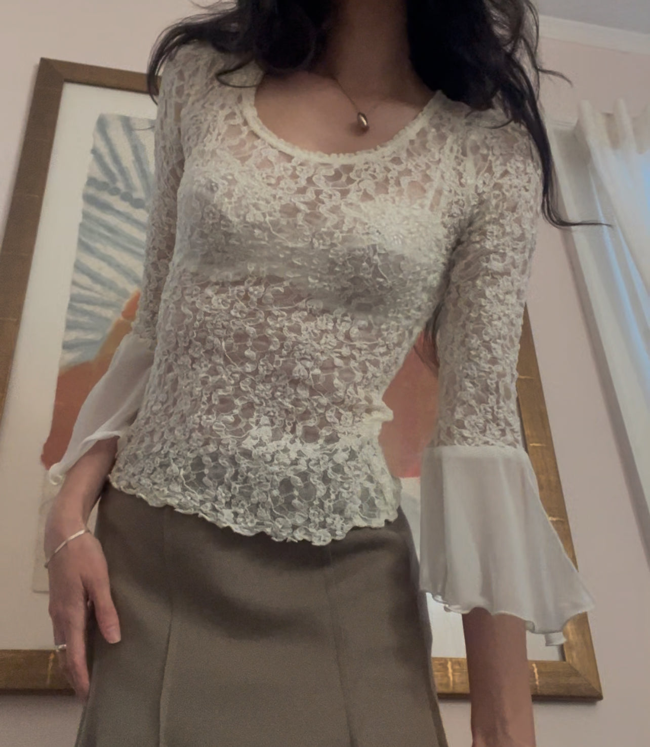 Lace Bell Sleeve Blouse