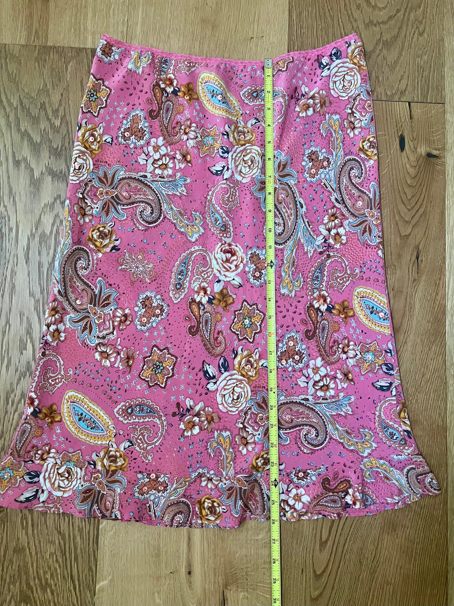 Silk Paisley Bougainvillea Skirt 30”