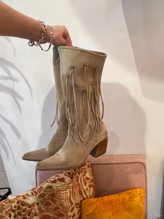Italy Fringe Suede Boots