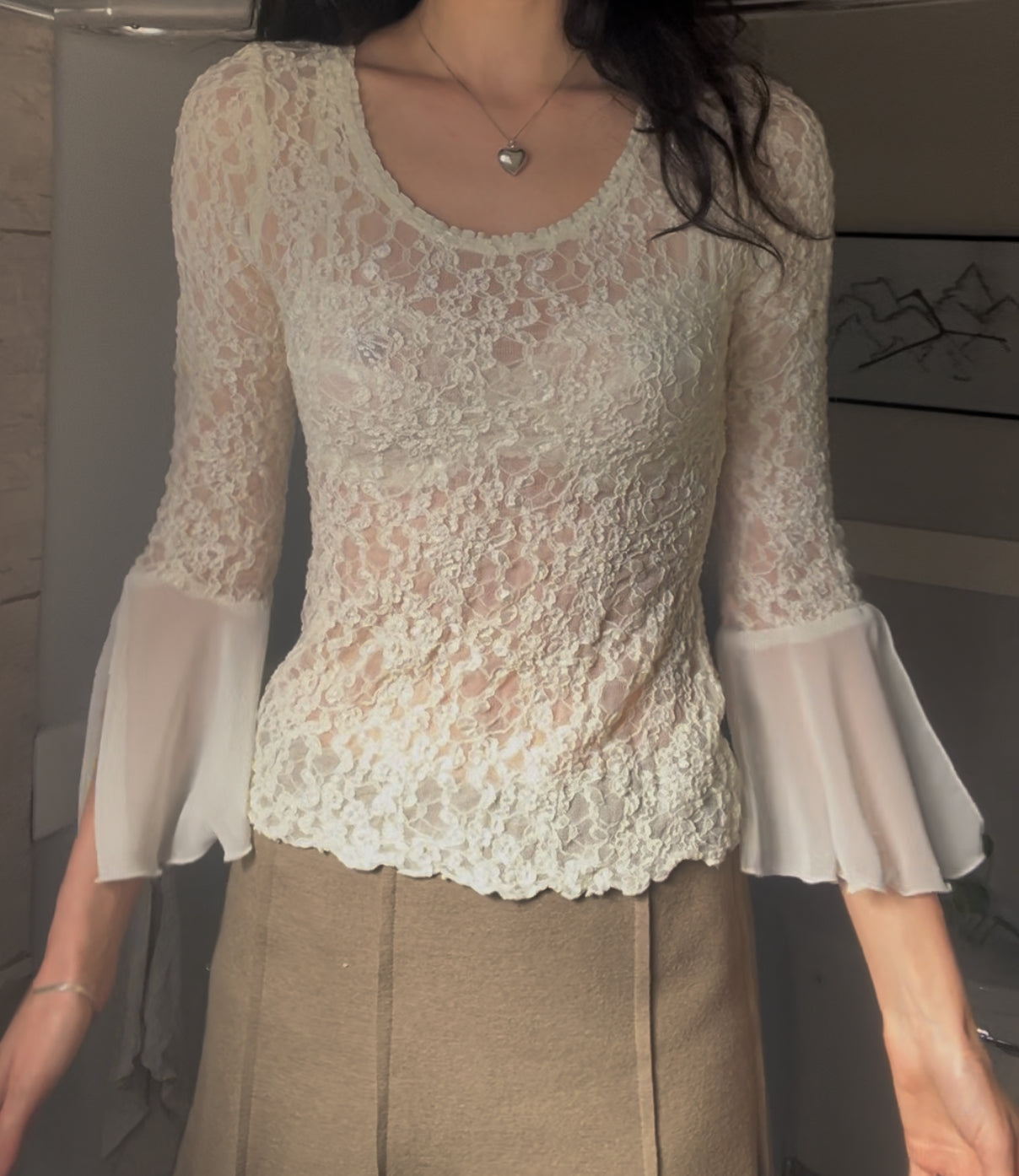 Lace Bell Sleeve Blouse