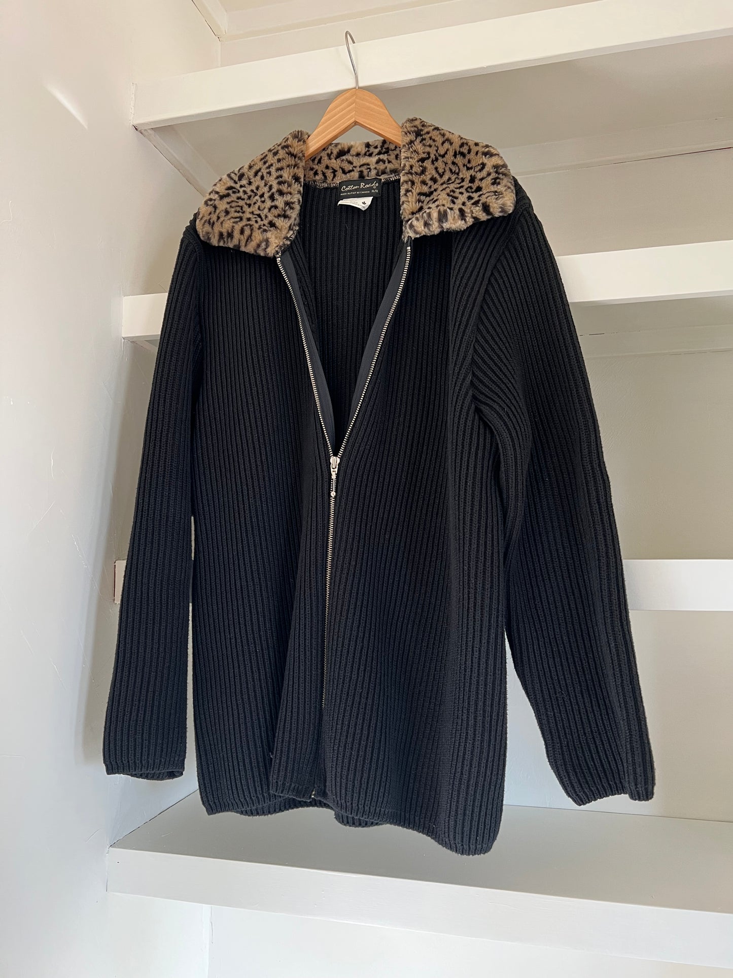 Cheetah Collar Zip Sweater
