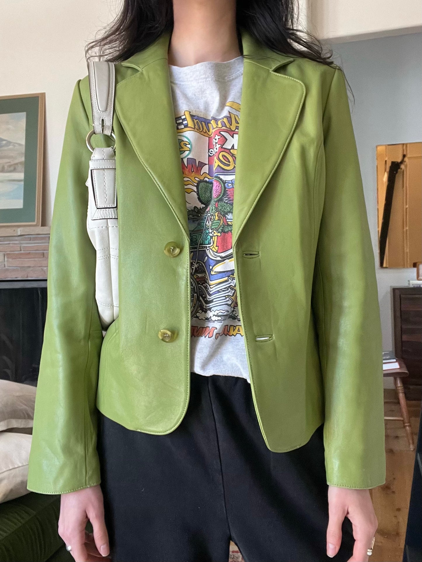 Green Apple Leather Blazer