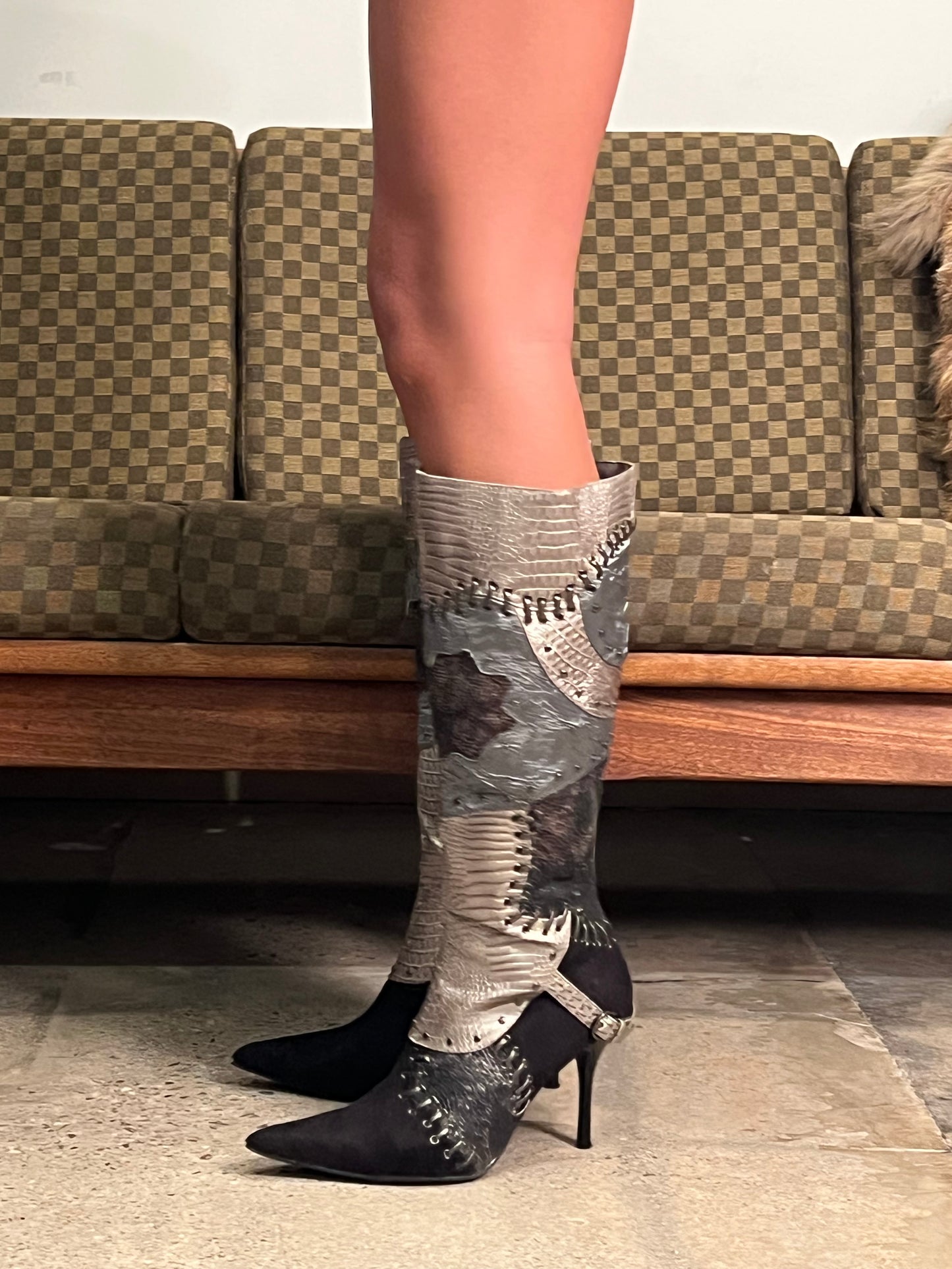 Wild Rose Patchwork Knee Boots