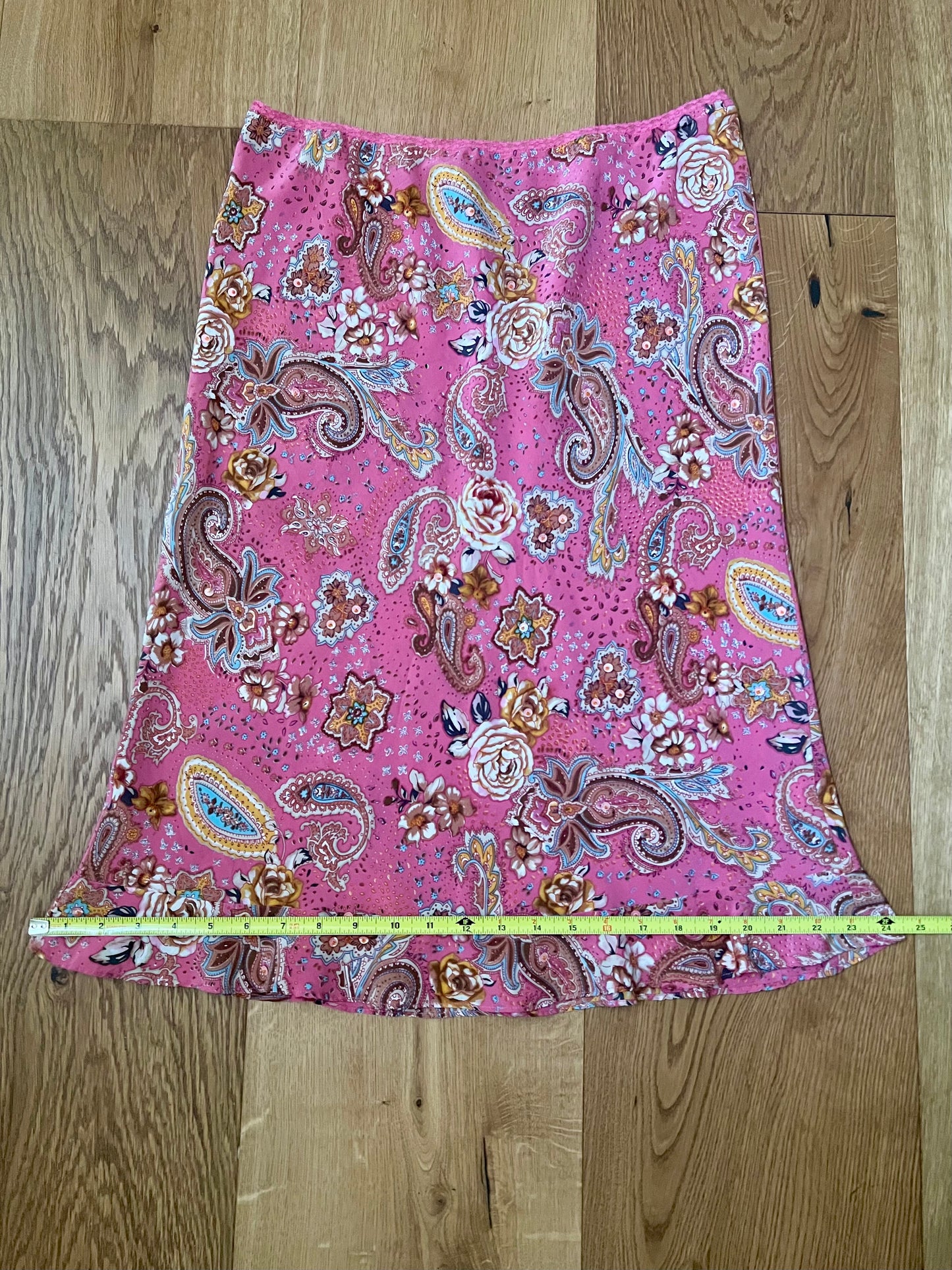 Silk Paisley Bougainvillea Skirt 30”