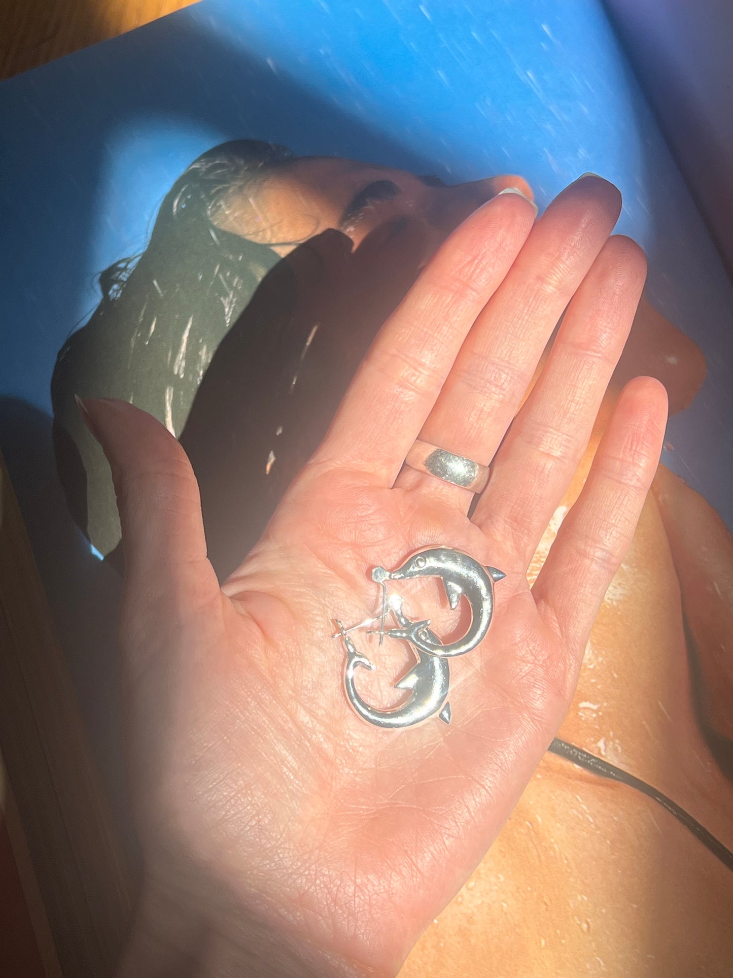 Sterling Dolphin Hoop Earrings