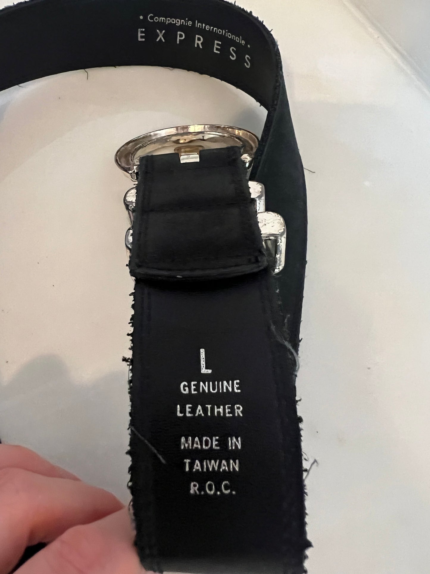 Chunky Hammered Buckle Leather Belt