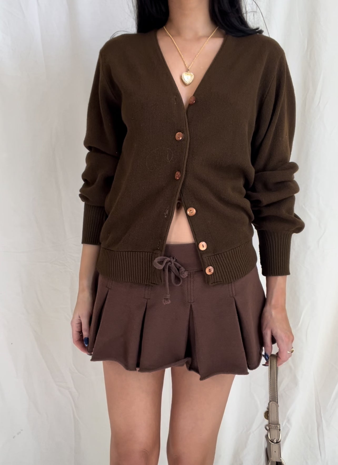 Y2k Brown Pleated Mini Skirt