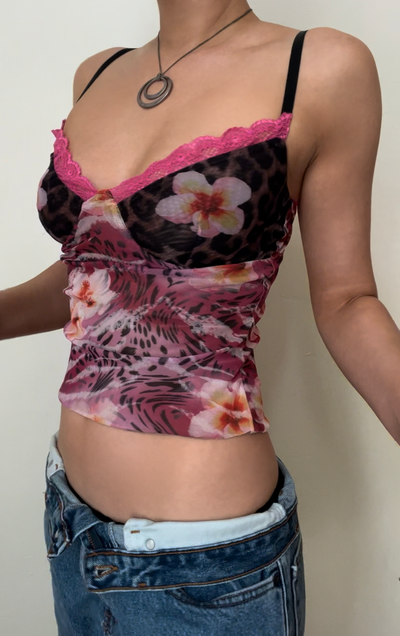 Upcycled Pink Leopard Top