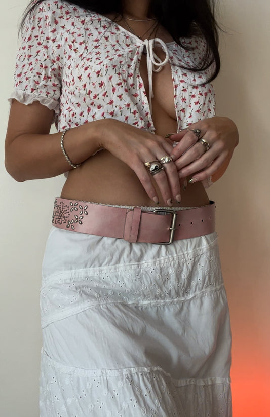 Vintage Pink Stud Belt