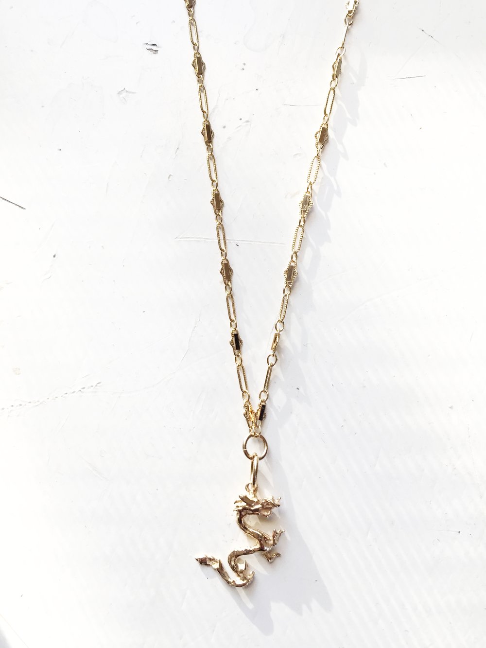 Solid Gold Dragon Necklace 14k
