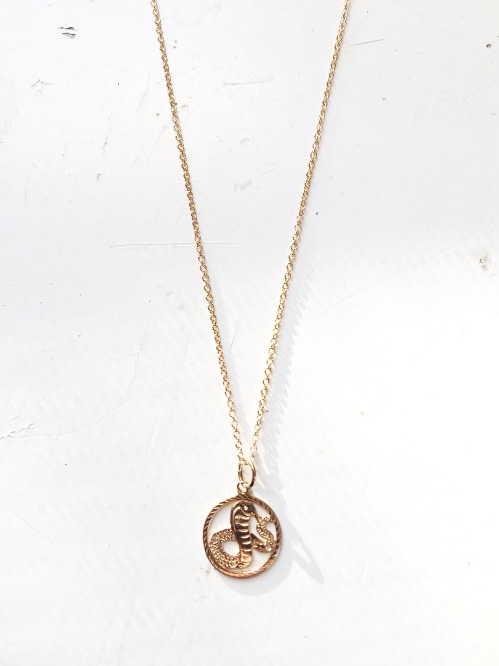 Solid Gold Snake Necklace 14k
