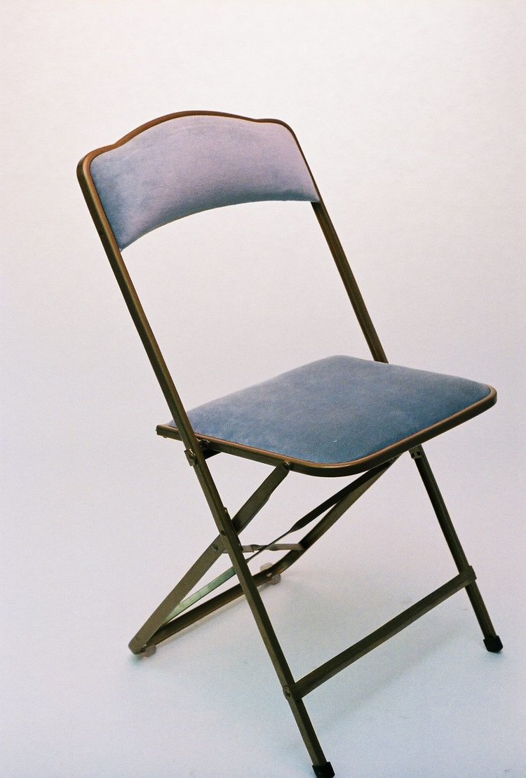 Grey velvet folding online chair