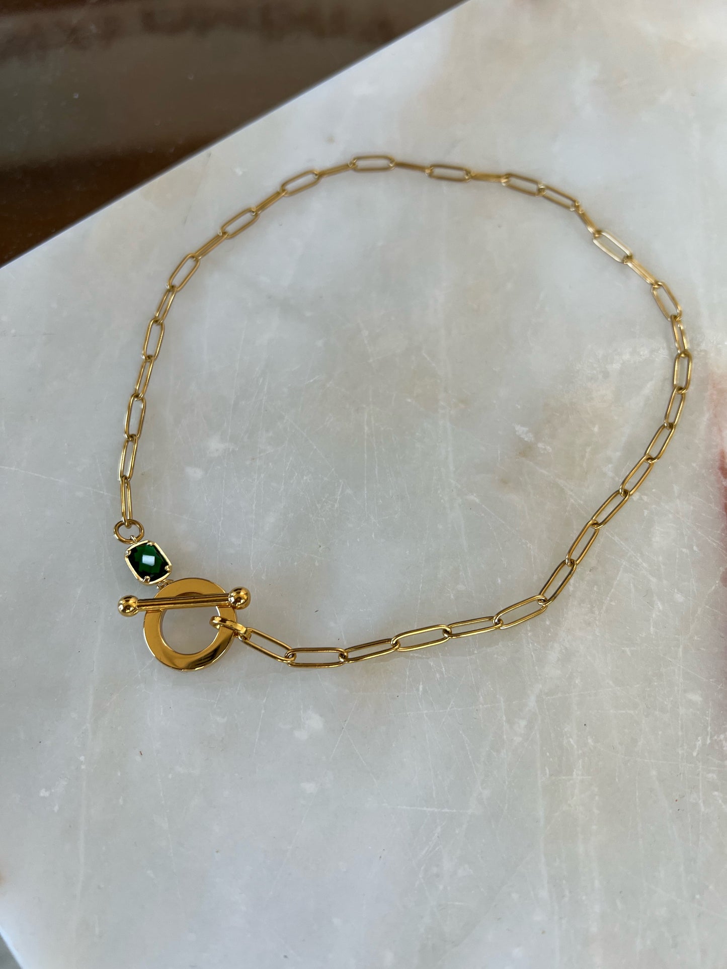 Gold Plated Emerald Chain