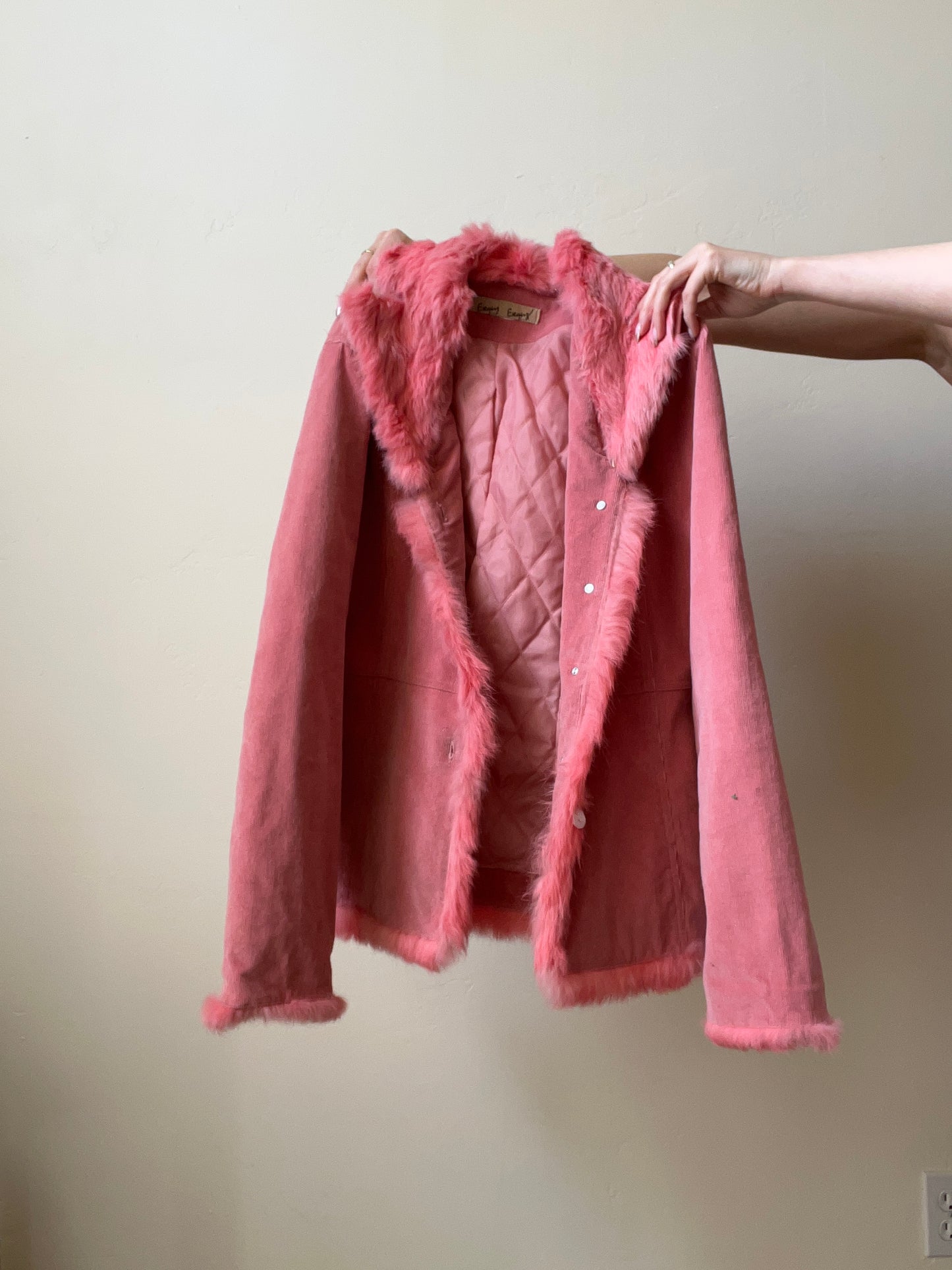Pink Corduroy Fur Jacket