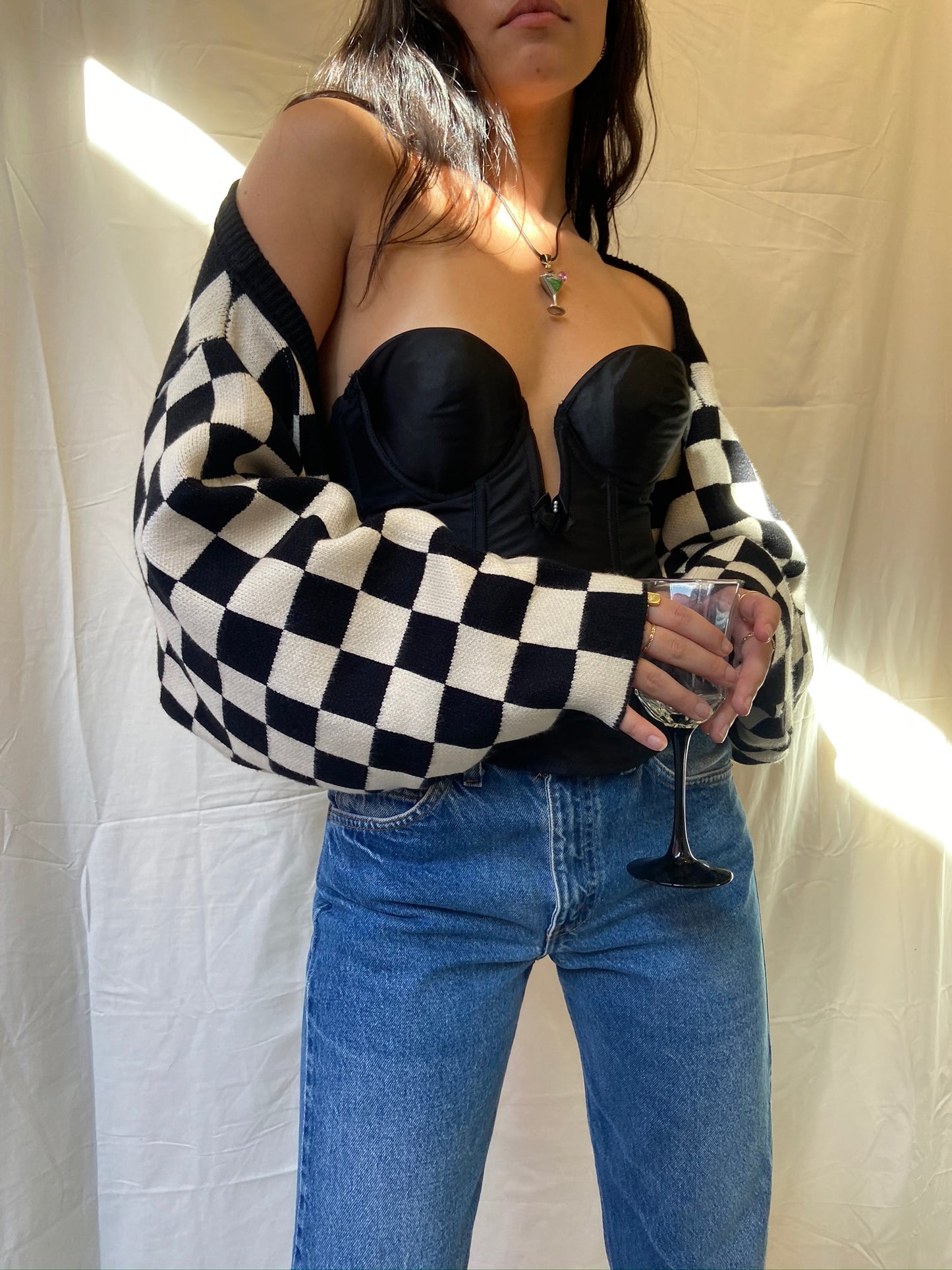 Checker Bolero Sweater