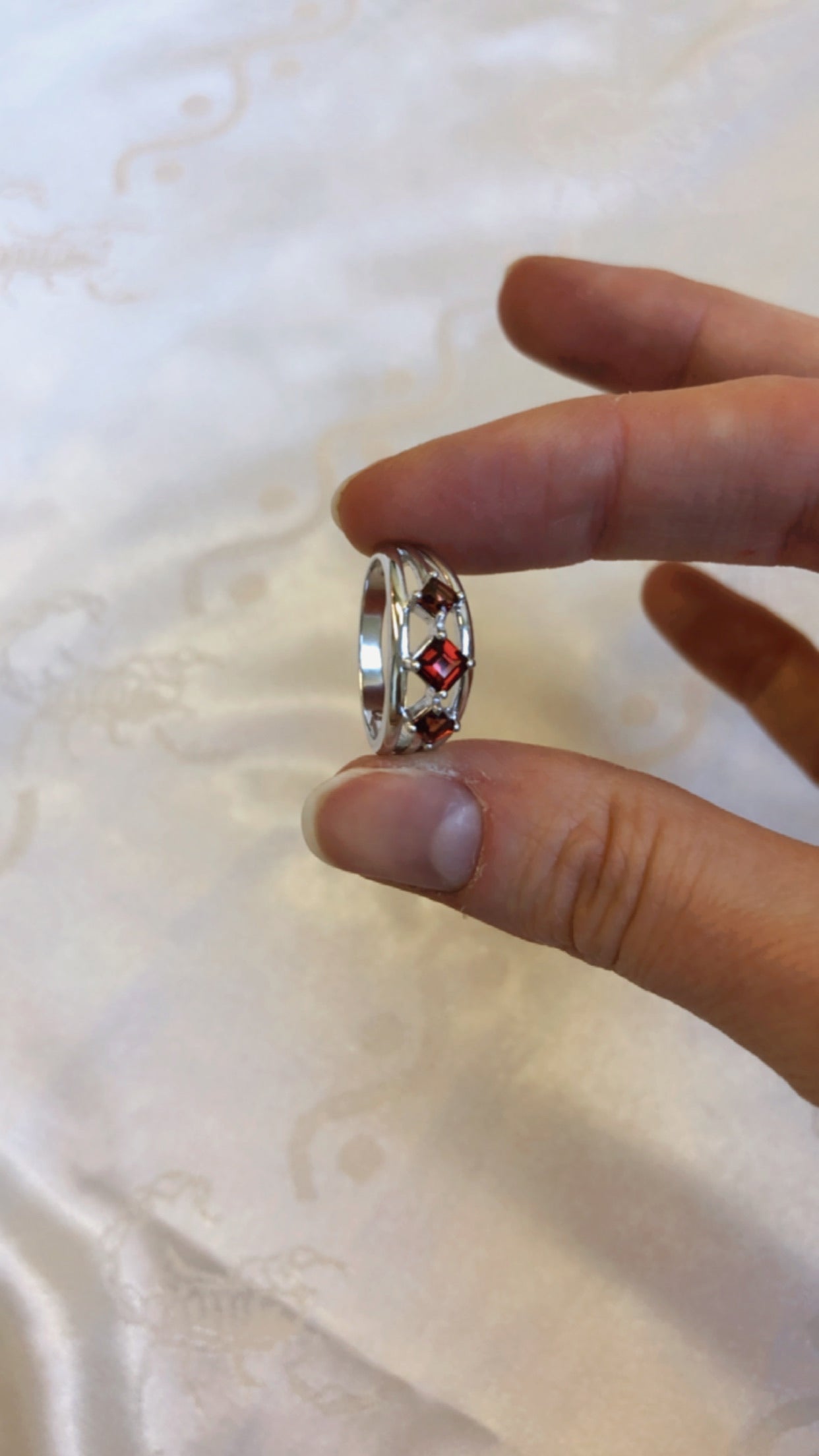 Sterling Silver Ruby Ring / 6