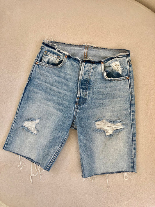 Distressed Edge Bermuda Shorts