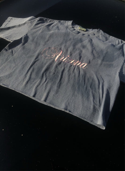 Embroidered Faded Zona Crop