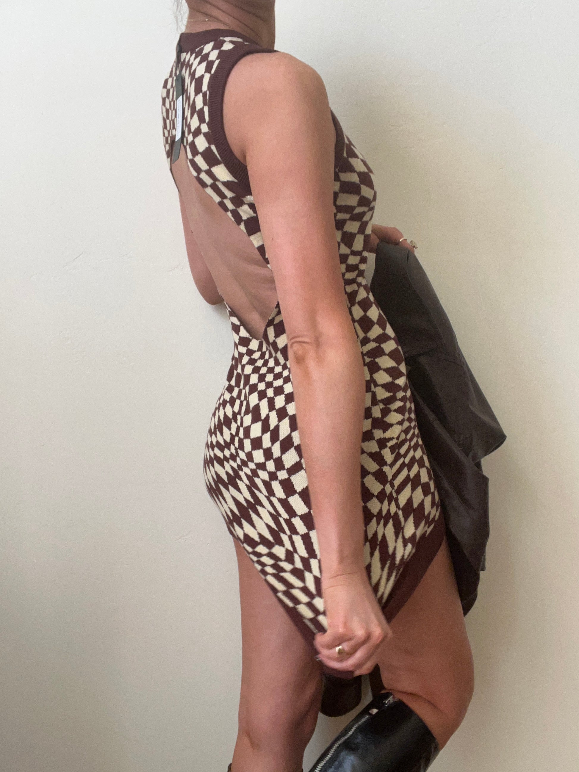 motel rocks knit dress Motel Rocks Kimta Knit Dress Brown Quartz NWT