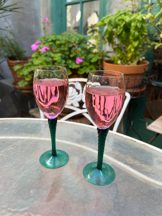 Twisted Rose Bud Wine Glasses