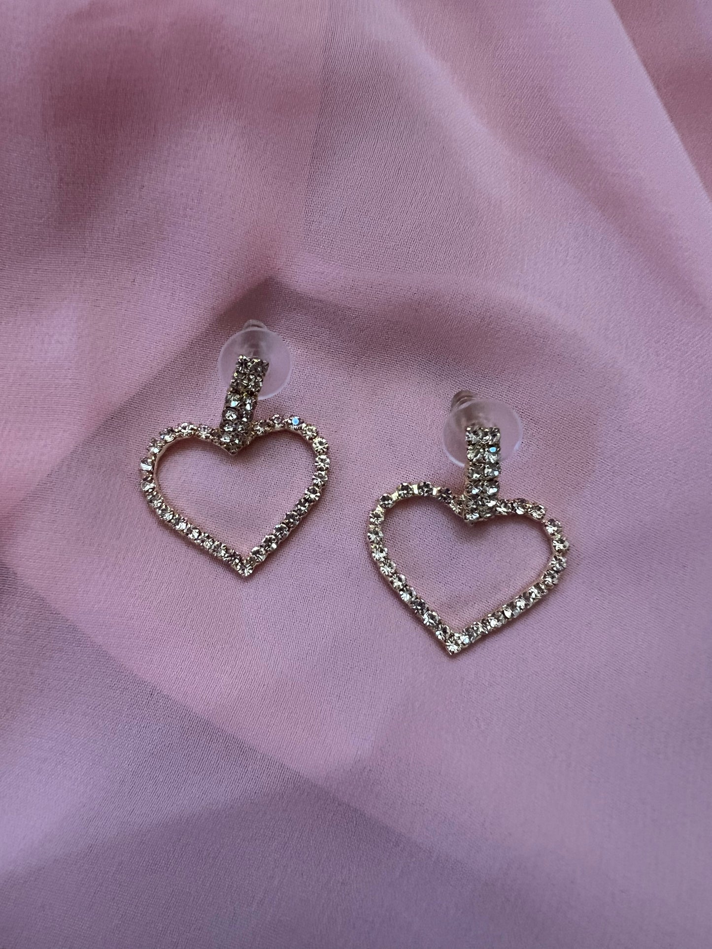 CZ Heart Drop Earrings